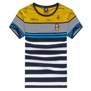 shark hommes t-shirt polo shirt summer circular collar stripe embroidered standard yellow